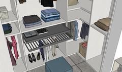 Design de chambre en 3D - détail des accessoires du dressing